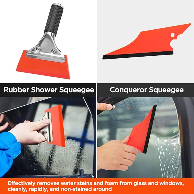 ValueMax Window Tint Kit 10PCS Car Vinyl Wrap Tools Protective Film Installation Set Including Rubber Vinyl Squeegees, Felt Squeegees, Safety Cutter Knife, Utility Knife with Blades