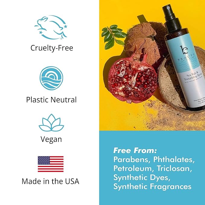 Beauty by Earth Sea Salt Spray for Textured Beach Waves & Volume - USA Made with Organic Ingredients, Texturing and Volumizing Spray for Fine Hair for Men & Women