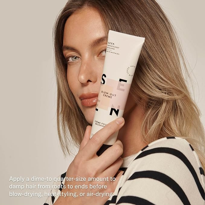 SEEN - Blow-Out Creme - Scented - Non-Comedogenic & Formulated without Sulfates Blow Out Hair Cream- Reduces Frizz- Heat Protectant- Safe for Sensitive & Acne Prone Skin