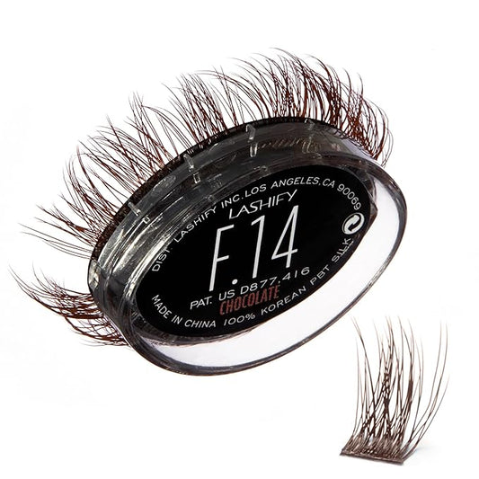 Lashify Fluffy 14mm Gossamer DIY Eyelash Extensions Refill, Chocolate Color, Easy False Lashes To Add Fullness and Dimension