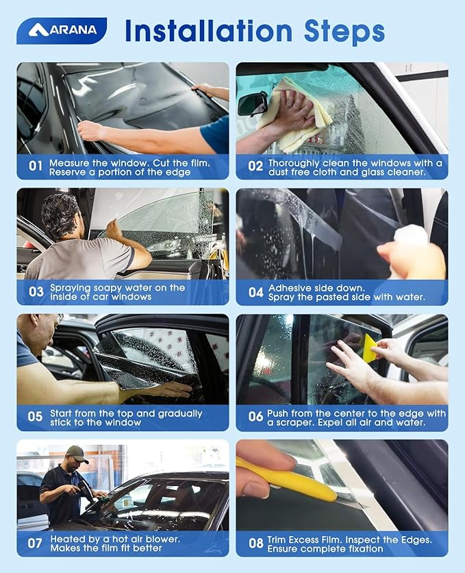 ARANA Car Window Tint Ceramic 50% Percent, Automotive Window Tints Privacy Film for Car Trucks, Blocks 99% Sun Heat UV Rays Glare Scratch Resistant 30" X15FT