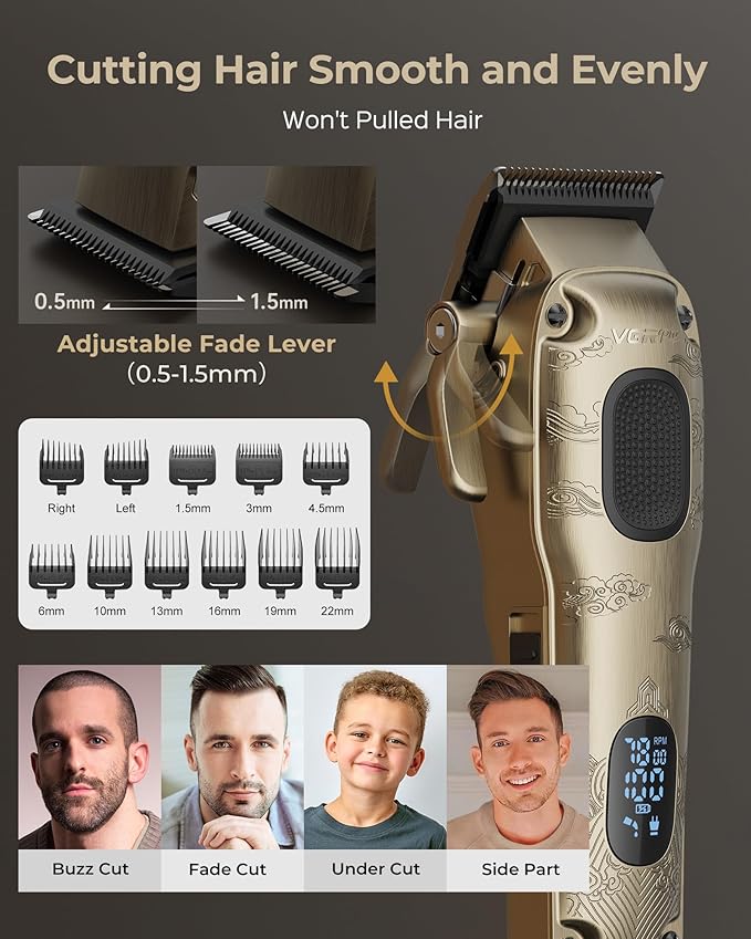 Hair Clippers & Trimmers Set for Men Professional, Waterproof Electric Razor Foil Shaver for Men Face Beard, Cordless for Hair Cutting, 4-Speed Setting, LED Battery Display, Barber or Home Use