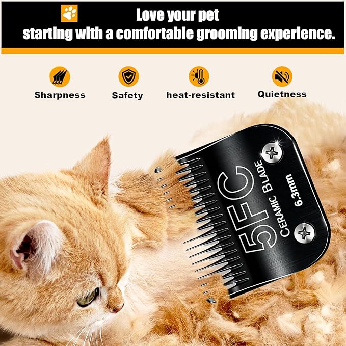Dog Grooming Clipper Blades Replacement Compatible with Andis Dog Clippers,Most OsterA5, Wahl KM Series Pet Clippers (Black(5FC))