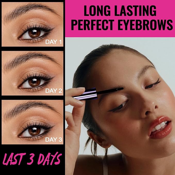 Easy Peel Off Eyebrow Gel, Tattoo Eyebrow Gel Easy Peel Off, Waterproof & Transfer-Proof Lasts Up to 3 Days Brow Color for Women, Create Fuller & Defined Looking Brows At-Home (02# Light Brown)