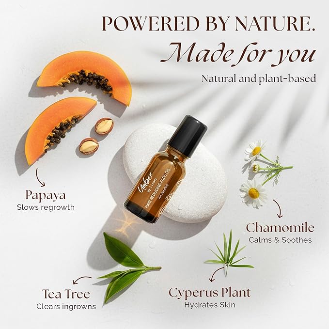 Umber by J. Lenay Hair Reducing Fade Oil – Regular Strength (Not sensitive skin), Minimizes Hair Growth for Face & Body – For Women & Men – 15ml Serum