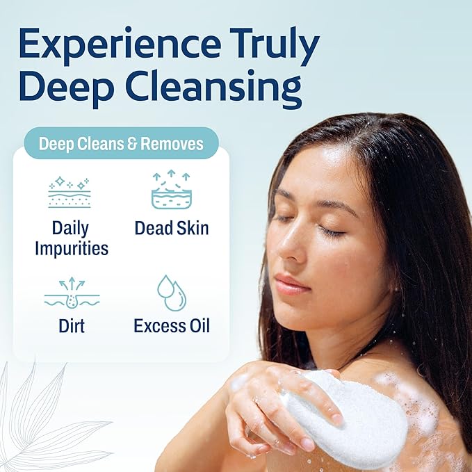 HartFelt Bath Sponges for Shower Women & Men | Soft Exfoliating Body Sponge for Dead Skin | Chemical-Free Sponges for Body | Cleanses Skin from Dirt & Excess Oil | Made in USA - Pack of 2