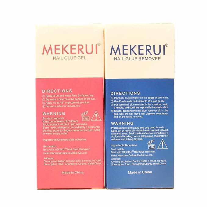 Mekerui(2 sets) New Upgrade Super Strong Nail Glue Gel and Quickly Glue Remover Set Press ons,G1 Long-lasting 30+ Days Without UV Light,R1 Dropper-type Easily Remove, Salon Professional