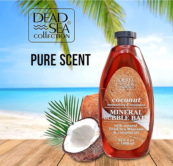 Dead Sea Collection Bubble Bath for Women and Men - with Coconut Oil and Pure Minerals - Nourishing and Moisturizing Skin - 33.8 Fl. Oz