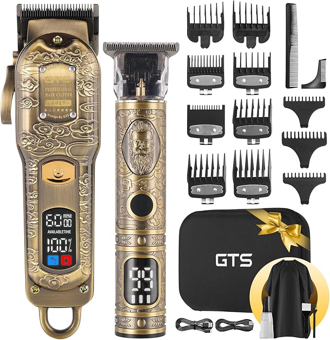 Professional Hair Clippers for Men Set, Electric Haircut Kit Mens Cordless Hair Clipper for Barbers