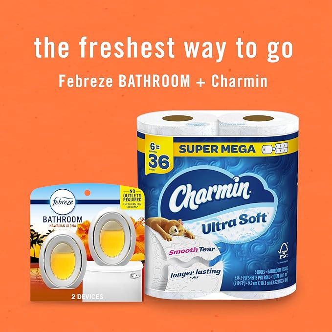 Febreze Small Spaces Air Freshener, Odor-Fighting, Plug In Alternative, Air Fresheners for Home and Bathroom and Kitchen, Closet Air Fresheners, Hawaiian Aloha Scent, 2 Count