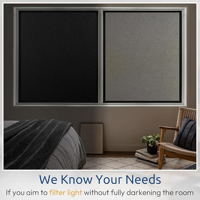 rabbitgoo Privacy Window Film, Static Cling Privacy Film for Glass Windows, Removable Grey Frosted Sun Light Blocking Coverings House Tint for Home Bathroom Garage, Taupe, 17.5 x 78.7 Inches