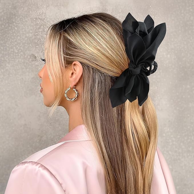 Bow Claw Clips Bow Hair Clips Black White Pink 3PCS Big Hair Bows for Women Butterfly for Styling Large Hair Clips for Thick Hair for Girls Hair Accessories for Teen