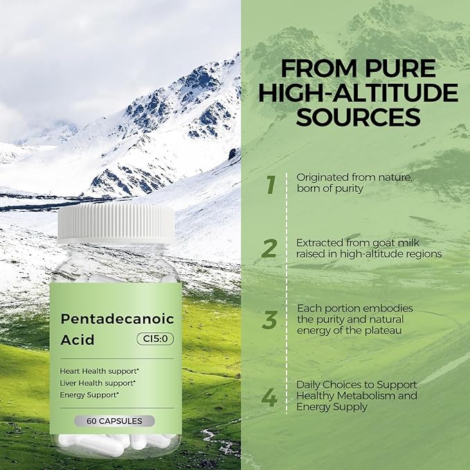 Pentadecanoic Acid, C15:0 Supplement, High Altitude Sheep Milk Sourced, 60 Capsules