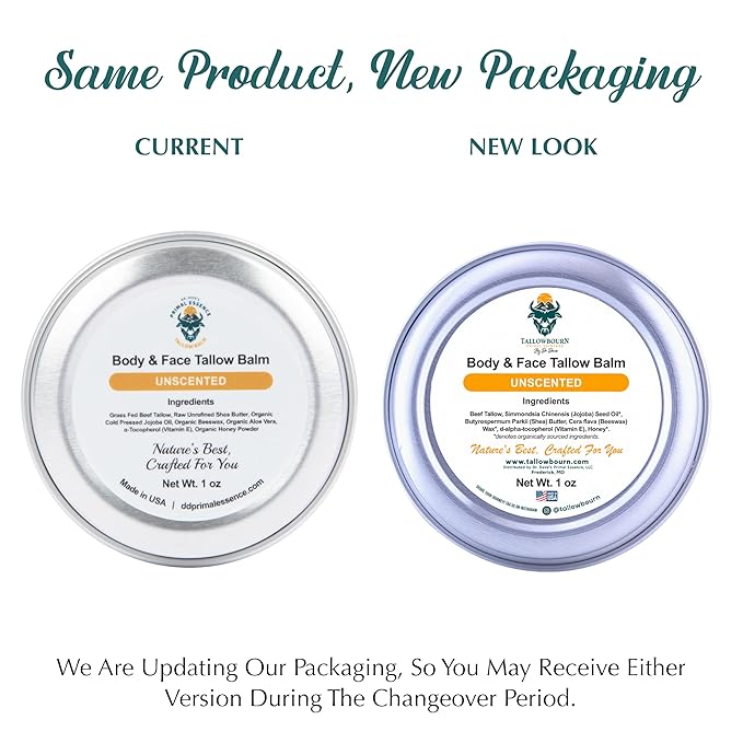 Dr. Dave's Primal Essence Grass Fed Beef Tallow Balm for Face and Body with Shea Butter, Organic Jojoba Oil, Honey, and Beeswax – Beef Tallow for Skin – Unscented Balm – 1 oz