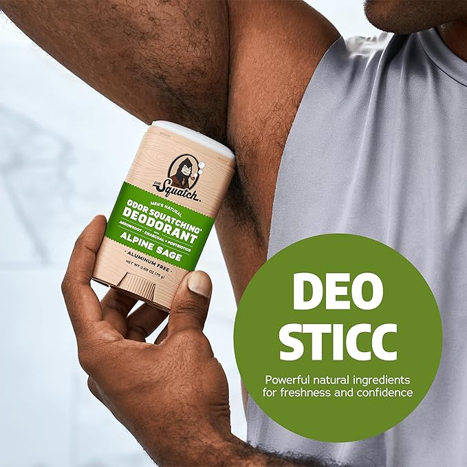 Dr. Squatch Manly Soap and Deodorant Variety Pack - Handmade with Organic Oils, Aluminum-Free - Pine Tar and Alpine Sage