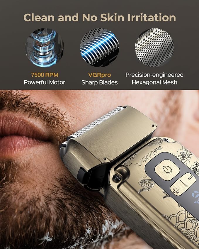Hair Clippers & Trimmers Set for Men Professional, Waterproof Electric Razor Foil Shaver for Men Face Beard, Cordless for Hair Cutting, 4-Speed Setting, LED Battery Display, Barber or Home Use