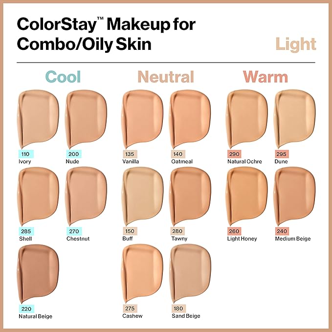 Revlon Liquid Foundation, ColorStay Face Makeup for Combination & Oily Skin, SPF 15, Longwear Longwear Medium-Full Coverage with Matte Finish, Natural Tan (330), 1 fl oz