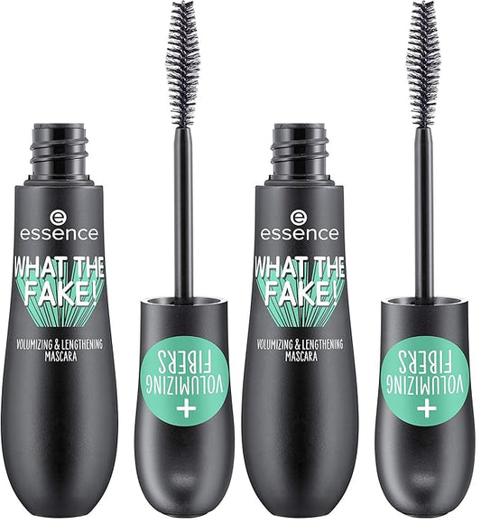 essence | What the Fake! Volumizing & Lengthening Fiber Mascara | Paraben Free | Cruelty Free (Pack of 2)