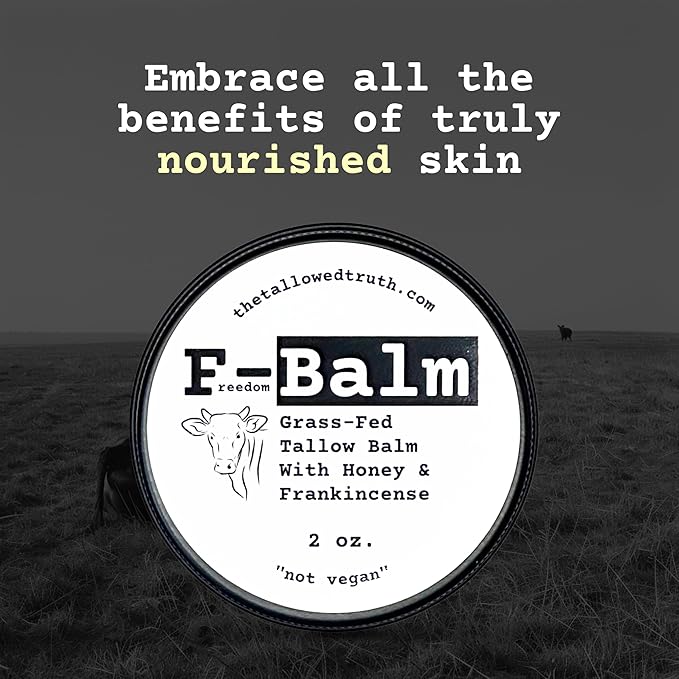 The Tallowed Truth F-Balm Tallow – Grass-fed, Grass-finished Tallow – 5 Ingredients Only – Canadian-made All Purpose Tallow Balm – Made in Canada – Tallow for Face & Body (2 oz (2-Pack), Original)