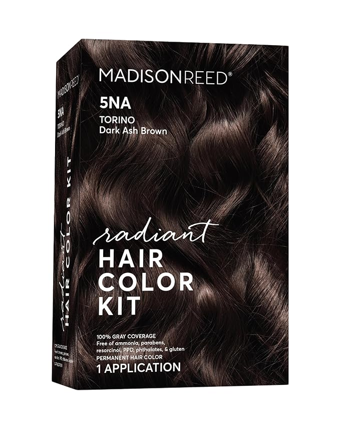 Madison Reed Radiant Hair Color Kit | 5NA Dark Ash Brown with Cool Smoky Undertones (Torino Brown) for 100% Gray Hair Coverage | Dimensional Permanent Hair Dye | PPD-Free & Ammonia-Free | 1 Pack