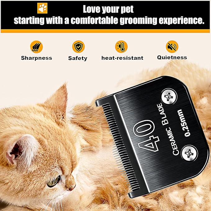 Dog Grooming Clipper Blades Replacement Compatible with Andis Dog Clippers,Most OsterA5, Wahl KM Series Pet Clippers (Black(40))