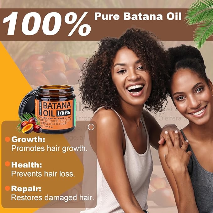 Batana Oil for Hair Growth Dr Sebi, 100% Raw Organic Batana Hair Mask from Honduras, Wild Growth Hair Oil, Scalp Oil Promotes Hair Thickness, Prevents Loss for Men & Women, 4.06 fl oz (1 Pack)