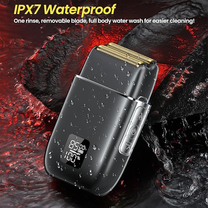 Electric Foil Shavers for Men, 3 Speed Electric Razor for Men, High Speed Dual Floating Blades, IPX7 Waterproof Wet & Dry, LED Display, USB Type C Charging, Foil Razor for Face/Beard/Head (Black)