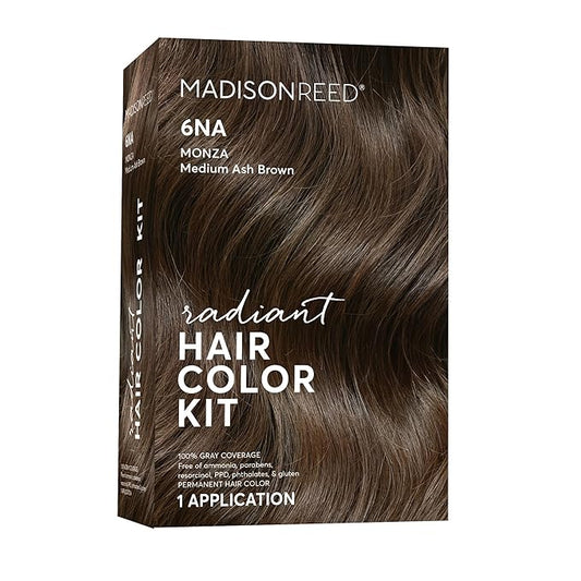 Madison Reed Radiant Hair Color Kit | 6NA Medium Ash Brown with Cool Smoky Undertones (Monza Brown) for 100% Gray Hair Coverage | Dimensional Permanent Hair Dye | PPD-Free & Ammonia-Free | 1 Pack