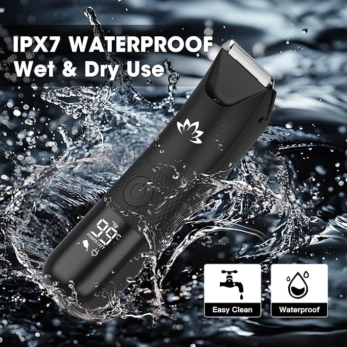 RESUXI Manscape Ball Trimmer for Men,Body& Pubic Hair Trimmer and Groin Hair Shaver, Bikini Trimmer Women,Smooth Shaving, Lightweight with Travel Lock, IPX7 Waterproof Wet/Dry Shaving, LED Display