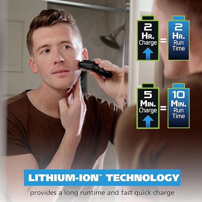 Wahl Compact Rechargeable Lithium Ion Shaver Kit with Hygienic Rinseable Foils & Cutter Bar with Dual Flexible Foils That Move with The Contours of Your Face - 7065