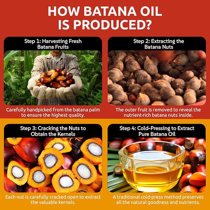 Premium Raw Batana Oil for Hair Growth (5 Fl Oz) - Dr. Sebi 100％ Pure & Batana Hair Growth Oil from Honduras - Organic & Natural - Deeply Nourishing Scalp for Thicker & Stronger Hair for Women & Men