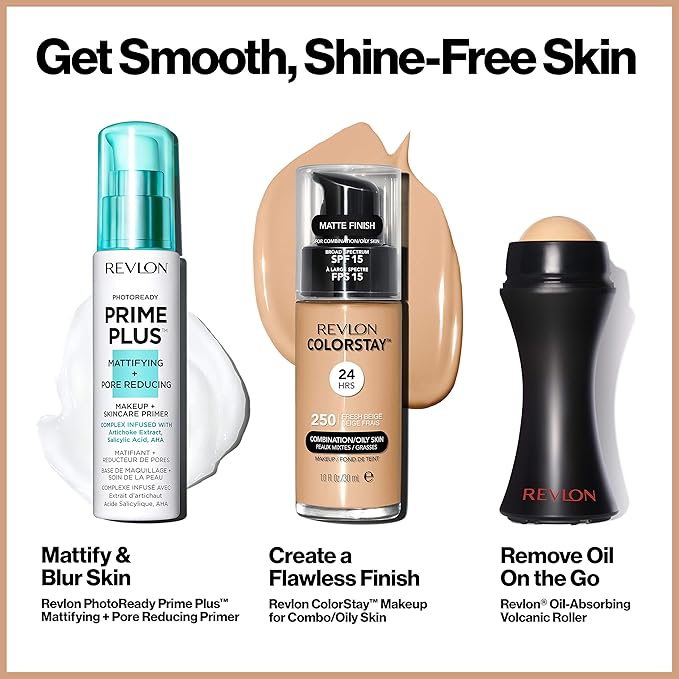 Revlon Liquid Foundation, ColorStay Face Makeup for Combination & Oily Skin, SPF 15, Longwear Longwear Medium-Full Coverage with Matte Finish, Natural Tan (330), 1 fl oz