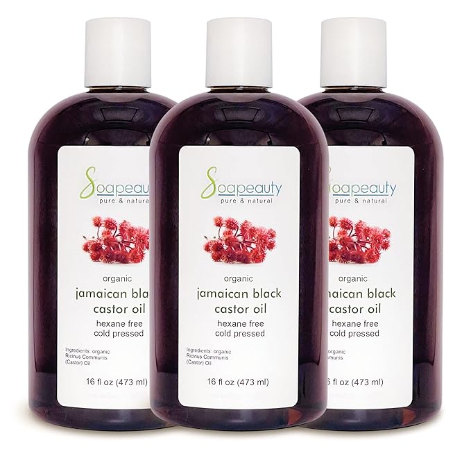 Soapeauty JAMAICAN BLACK CASTOR OIL Cold Pressed Unrefined | 100% Pure Natural Black Castor Oil Promotes Healthy Skin & Hair | Carrier Oil & Strengthens Nails | 48 fl oz (3 * 16 fl oz)