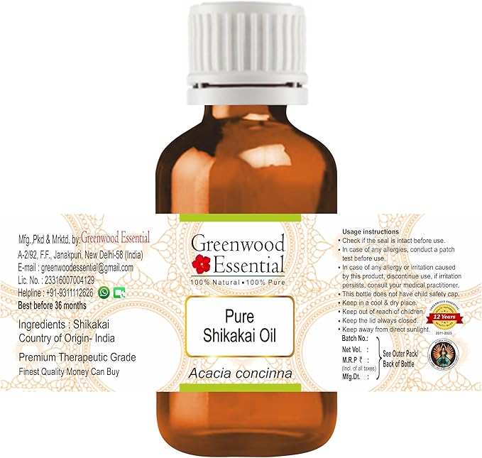 Greenwood Essential Pure Shikakai oil (Acacia concinna) Natural Therapeutic Grade 50ml (1.69 oz)
