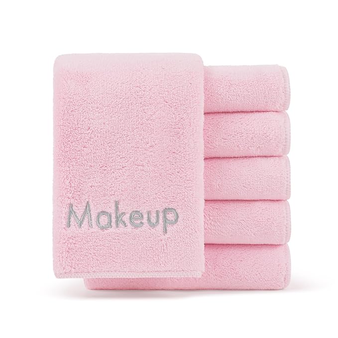 Arkwright Makeup Towels - Pack of 6 - Ultra Soft & Gentle Microfiber Coral Fleece Washcloth Face Make Up Remover, Reusuable Eraser Cloth Essentials for Hosts & Artists, 13 x 13 in, Pink