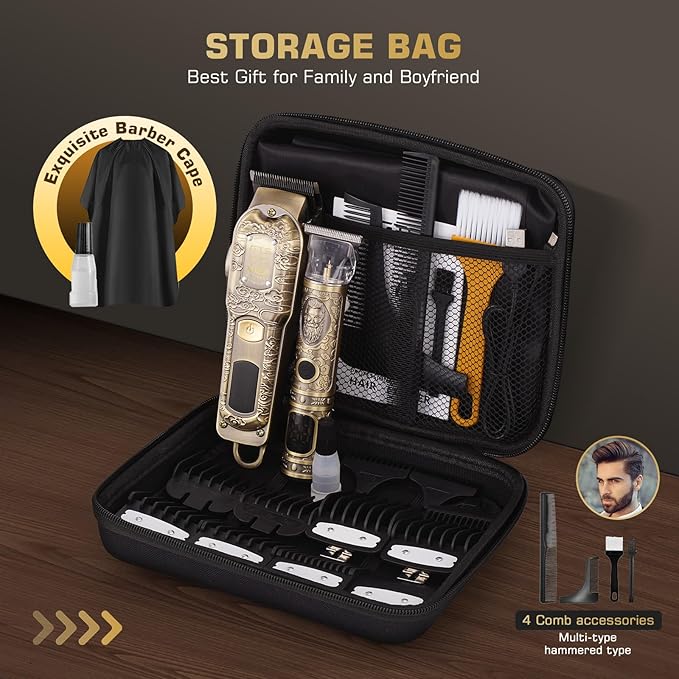 Professional Hair Clippers for Men Set, Electric Haircut Kit Mens Cordless Hair Clipper for Barbers