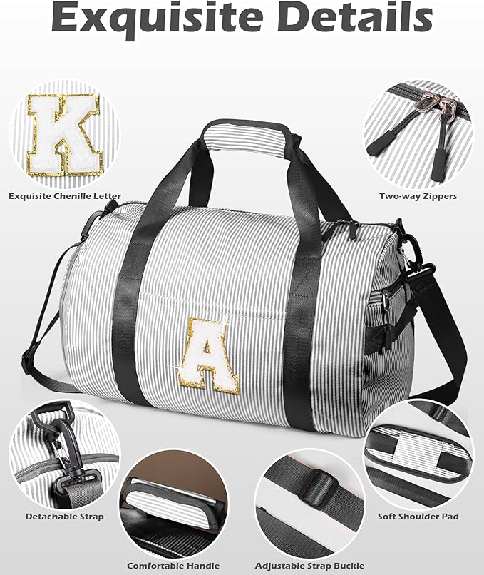 6 Year Old Girl Birthday Gifts, Girls Travel Duffle Bag, Kids Initial Overnight Bags with Shoe Compartment, Monogram Weekender Bag with Makeup Pouch, Gift Ideas for Niece Sister (Letter W)