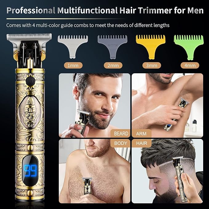 Hair Clippers for Men with Replacement Blade, Professional Hair Trimmer for Barber, T-Blade Edgers Clippers, Close-Cutting Trimmers, Cordless Clippers for Hair Cutting