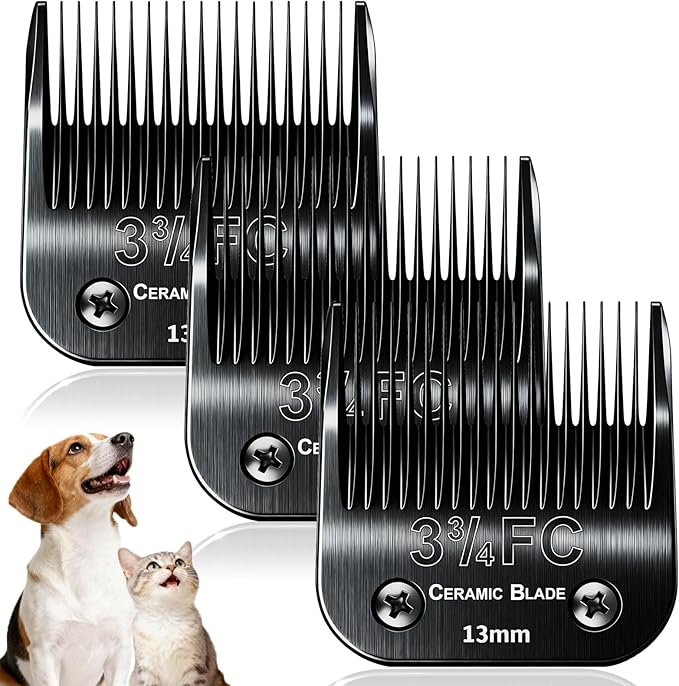 Dog Grooming Clipper Blades Replacement Compatible with Andis Dog Clippers,Most OsterA5, Wahl KM Series Pet Clippers (Black(3FC))