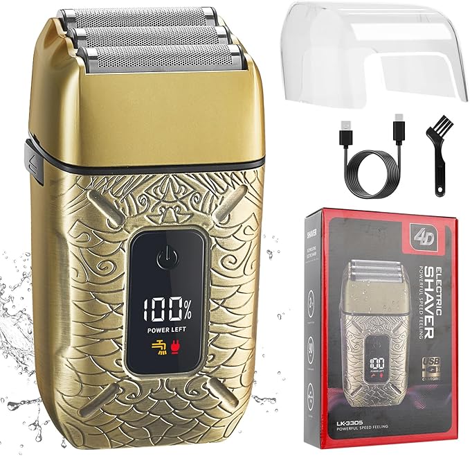 Electric Shavers for Men,Waterproof Powerful Motor Electric Razor,Head Shavers for Bald Men,Triple Foil Beard Trimmer,Barber Supplies LED Displays & USB Charging Shaver, Gifts