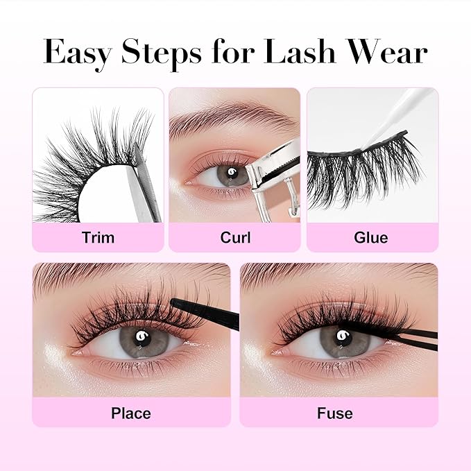 Lashes Natural Look False Eyelashes - Bepholan Fake Eyelashes 3D Super Fluffy False Lashes Clear Band Wispy Lashes 3-Pack Faux Mink Lashes(XMZ24)