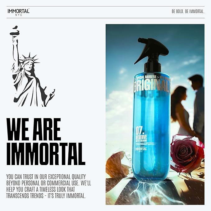 Immortal NYC Reserve 07, After Shave Spray Body/Face Men's Cologne, 17 oz - Exclusive Barbers - Softens Skin - Refreshes/disinfects and Relieves Face and Skin - Moisturizing Formula After Shaving