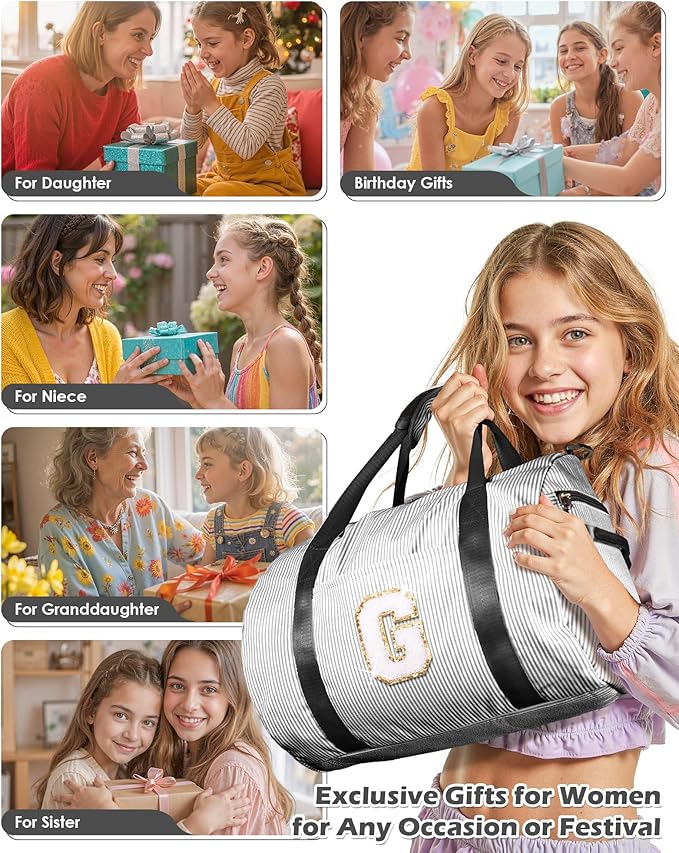 Daughter Birthday Gifts, Girls Travel Duffle Bag, Kids Initial Overnight Bags with Shoe Compartment, Monogram Weekender Bag with Makeup Pouch, Ballet Recital Gift for Teen Girl (Letter Y)