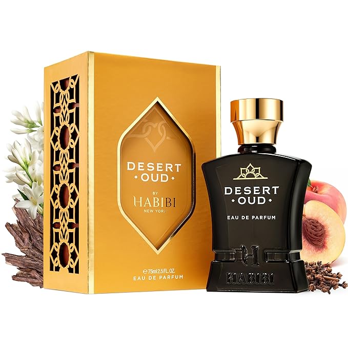 H HABIBI Desert Oud Perfume for Men - 2.5 oz (75ML) Long Lasting Arabian Cologne, Bold Floral Woody Men Perfume, Luxury Fragrance Gift for Special Occasions