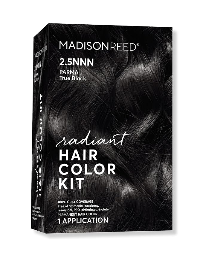 Madison Reed Radiant Hair Color Kit | 2.5NNN Soft Black (Parma Black) 100% Maximum Gray Hair Coverage | Salon-Quality Permanent Hair Dye for Resistant Grays | PPD-Free & Ammonia-Free |1 Pack