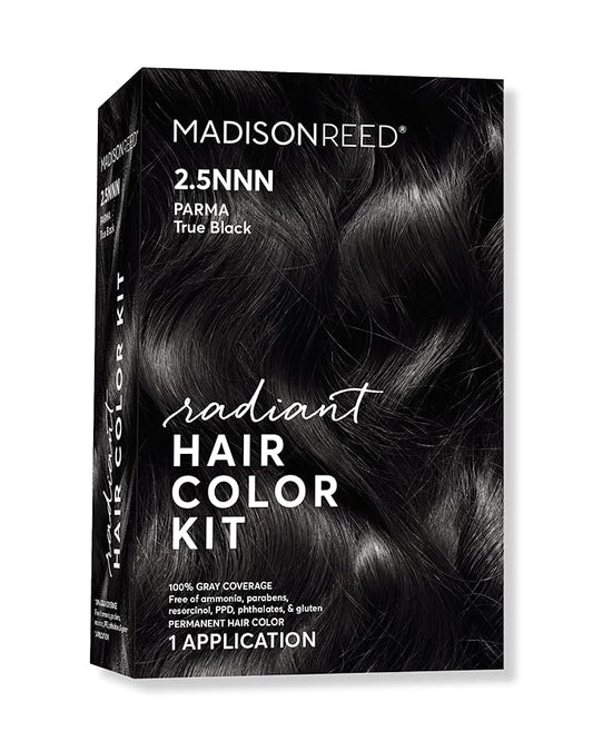 Madison Reed Radiant Hair Color Kit | 2.5NNN Soft Black (Parma Black) 100% Maximum Gray Hair Coverage | Salon-Quality Permanent Hair Dye for Resistant Grays | PPD-Free & Ammonia-Free |1 Pack