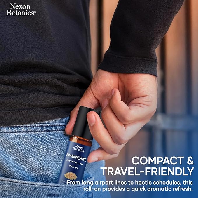 Frankincense Essential Oil Roll-On 10 ml - Pure, Natural Oil with Grapeseed for Aromatherapy & Skin Care - Nexon Botanics