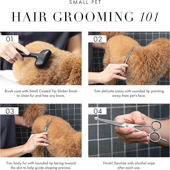 Tweezerman 7" Pet Grooming Scissors with Safety Round Tips, Professional Curved Grooming Shears for Dogs and Cats