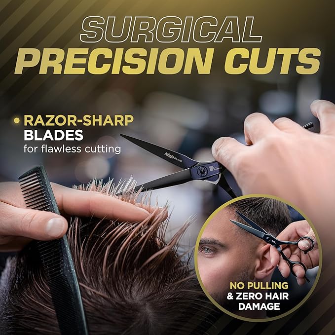 Fagaci Hair Scissors Professional 6” 440C Steel for Superior Precision, Extremely Sharp Blades Hair Cutting Scissors for Women & Men, Durable Sharpness Hair Shears for Hair Cutting, Barber Scissors