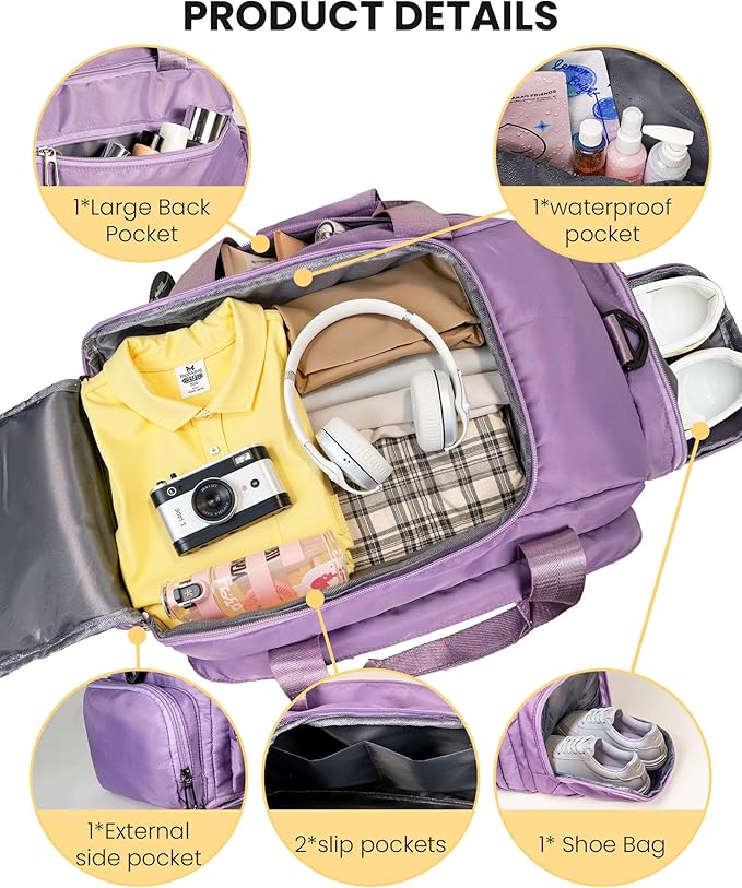 Gifts for College Girls, Initial Gym Bags with Shoe Compartment, Dance Bag for Girls, Monogram Kid Overnight Bags, Travel Duffle Tote-Perfect for Ballet Sport Gymnastics Cheer (Letter P)